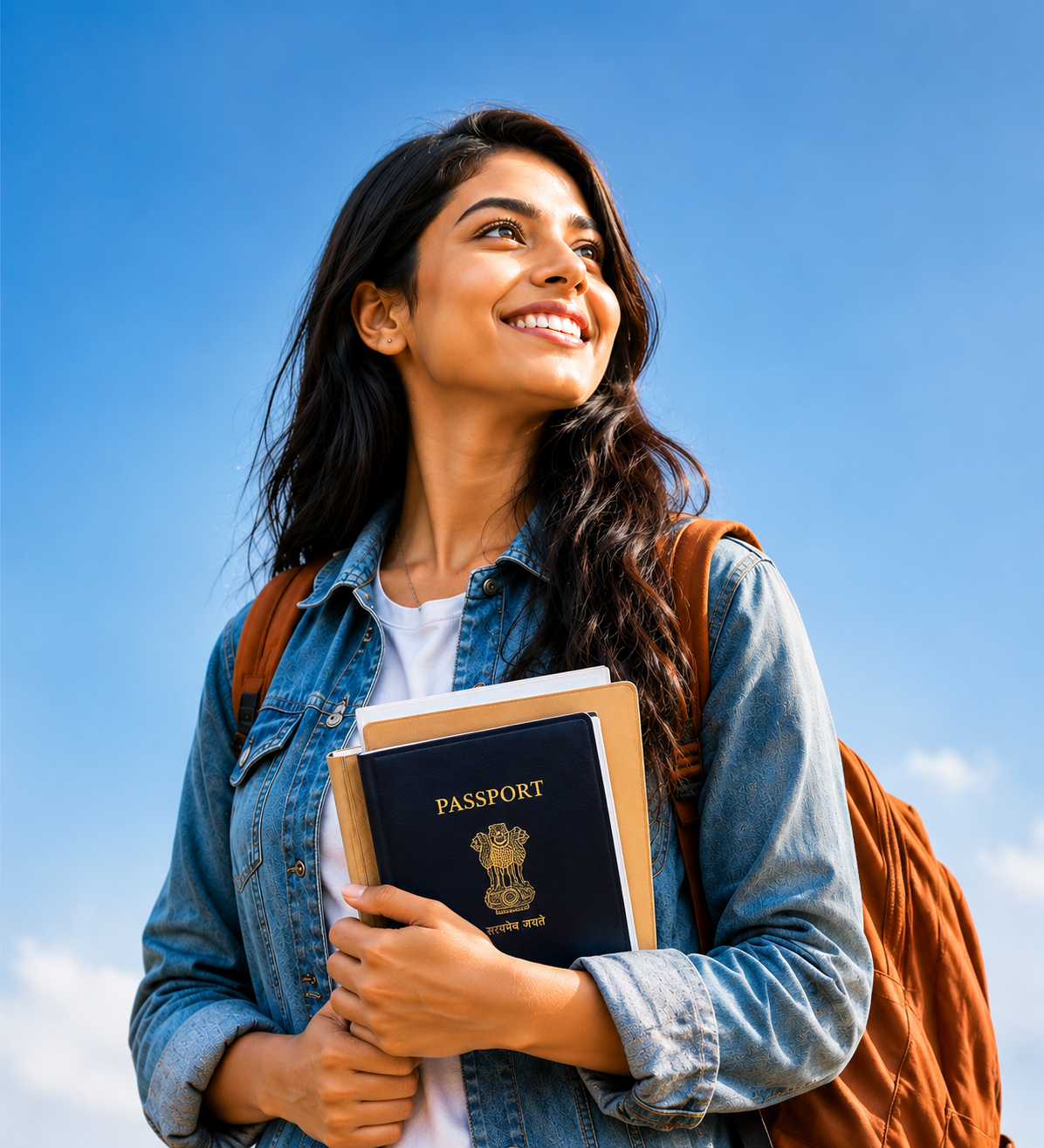 Student ready for study abroad journey